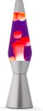 i-Total Lavalamp - Lava Lamp - Sfeerlamp - 40x11 cm - Glas/Aluminium - 30W - Paars met gele Lava - Zilvergrijs - XL1799