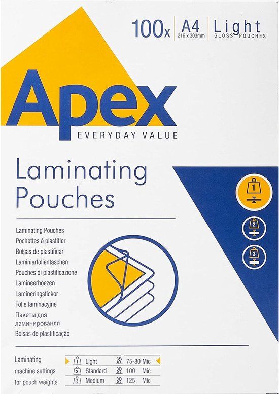 Apex Lamineerfolie A4 Light Duty 100PK