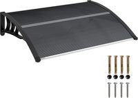 Outsunny Polycarbonaat Deurluifel Zwart 100L x 75B x 23H cm