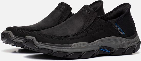 Skechers Respected Elgin Heren Instappers Zwart Leer