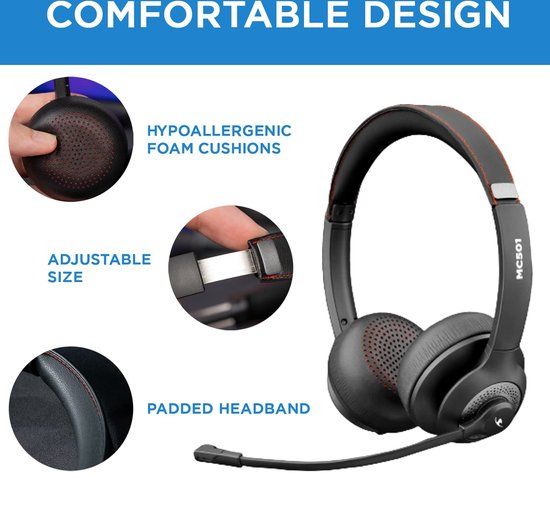 Bluestork MC501 Draadloze stereo headset met flexibele microfoon