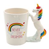 Dekohelden24 Koffiemok van keramiek - motief: regenboog met eenhoorngreep - afmetingen: ca. H/Ø: 11 x 8 cm/inhoud: 400ml