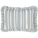 furn. Carmon Stripe Ruche Kussenhoes - Linnen/Blauw - 40x60cm