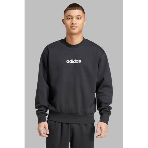 adidas heren Essentials Linear Fleece Sweatshirt, black/white, S