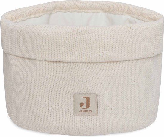 Jollein Commodemandje Cosy Knit Ivory - White - 14x18cm - Opbergmand - Babykamer