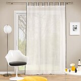 Glasgordijn met Lussen 140 x 280 cm Bandol Wit - Wit - Polyester - Ringen