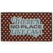 Fisura Deurmat "No Place Like Casa" van kokos met antislip onderkant van pvc, voor binnen, bruin, blauw en beige, handbeschilderd, grappige vorm, 70 x 40 cm