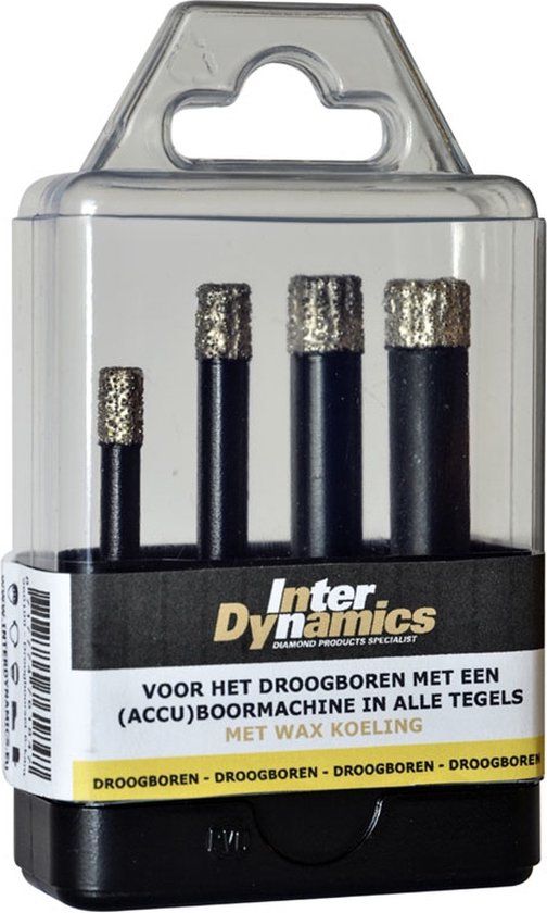 InterDynamics 960100 BlackPower Tegelboorset Droog - Wax - Zeskant (4 St)