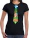 Bellatio Decorations Shoppartners Bv Zwart Paas t-shirt met paashaas stropdas - Pasen shirt voor dames - Pasen kleding M