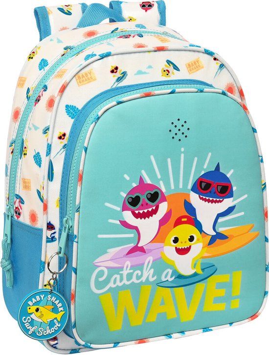 Baby Shark Surfing School Backpack - Blue White - 15L - Polyester - Unisex Kids
