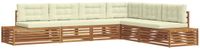 vidaXL - 7-delige Buitenbank Set - Massief Acacia Hout en Polyester - Natuurlijk en Crème