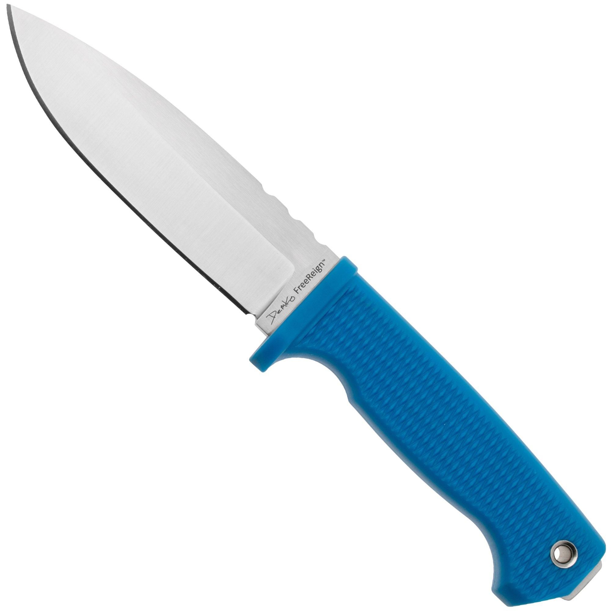 Demko Knives FreeReign AUS10A Drop Point FR-10A-BLU Blue Rubber Outdoor Knife