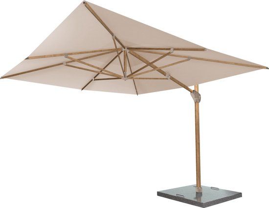 4 Seasons Outdoor Hacienda zweefparasol 300x400 cm frame woodlook - doek sand