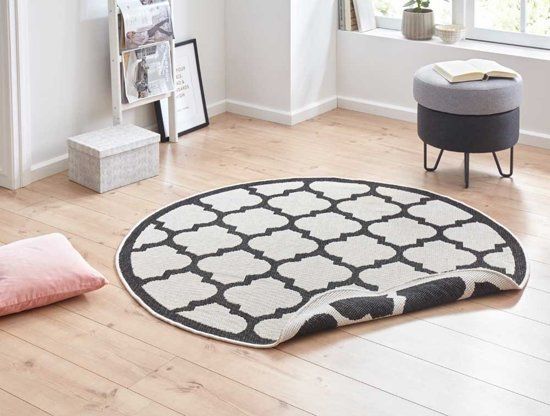 Bougari Vloerkleed Palermo 103421 140 cm rond Zwart & Crème
