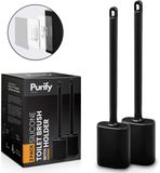 Purify Prime 2 Siliconen Toiletborstels met Sneldrogende Houder - Zwart - Wandmontage of Vrijstaand