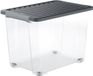 Rotho CORE Plus opbergboxen - set van 4 - 65 liter - transparant/zwart
