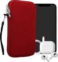 kwmobile telefoontasje universeel geschikt voor XXL - 7" smartphones - 17,7 x 8,5 cm - Hoesje met rits en polslusje - In rood