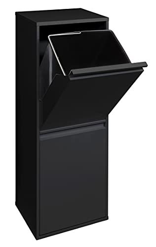 Arregui Basic CR206-B Vuilnisemmer en gerecyclede vuilnisemmer van staal, 2 x 17 l (34 l), zwart