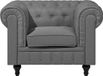 Beliani CHESTERFIELD L Chesterfield Fauteuil - Grijs - Polyester - Retro & Vintage