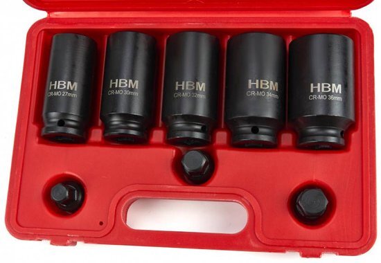 HBM 8 Delige Aandrijfas Doppenset Montageset Met 1/2" Opname