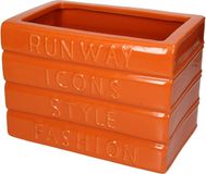 HD Collection Bloempot Boeken Fine Earthenware Oranje 25.3x16x18cm