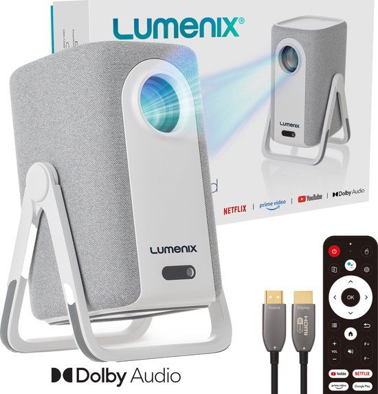 Lumenix® AIR - PRO Beamer – Dolby Audio – Thuisbioscoop met Netflix – 500 ANSI – Full HD 1080p (4K ondersteund) – WiFi 6 & Bluetooth 5.2 – Autofocus & Auto Keystone – Home Cinema Projector
