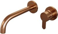 Brauer Copper Edition Inbouw Wastafelmengkraan met Gebogen Uitloop en Rozetten Model D1 Koper Geborsteld PVD