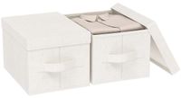 Merkloos Bol Garderobeorganizer opbergdoos opbergbox met deksel - 42 x 30 x 26 cm - Beige - Set van 2
