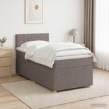 vidaXL Boxspringbed met matras, taupekleurig, 100 x 200 cm, gestoffeerd