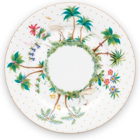 Pip Studio Gebaksbord Jolie Ø17cm Wit/Groen/Mult/Goud Porselein