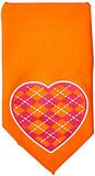 Argyle Heart Screen Print Bandana for Pets - Orange/Pink - Small