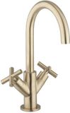 Crosswater MPRO Crosshead wastafelkraan - opbouw - hoog - geborsteld messing (goud)