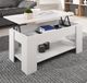 Muebles Bonitos - Table basse plateau relevable avec coffre 100x50x43,5 (52,3)cm modèle Nicoleta blanc finition brillante