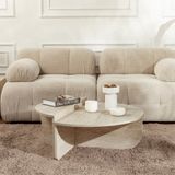 Vente-unique Set van 2 salontafels - Beige travertijneffect - ALOEVA L 90 cm x H 30 cm x D 90 cm