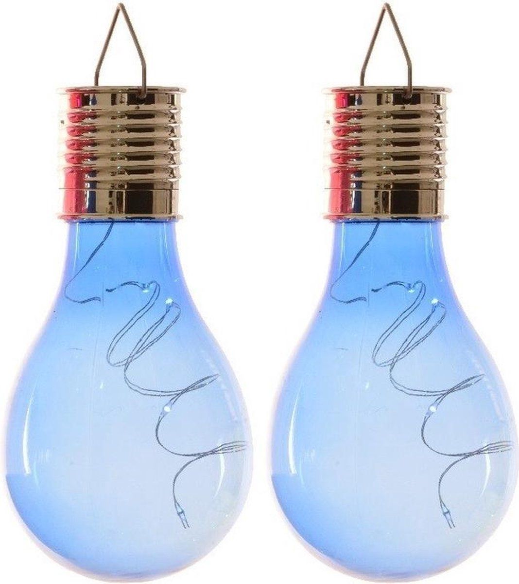 Lumineo 2x LED Solar Lampbolletje Blauw 14cm - Tuinverlichting