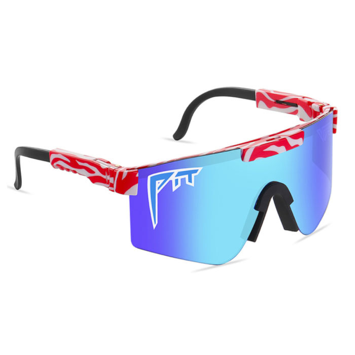 PIT VIPER PIT VIPER Gepolariseerde Zonnebril - Fiets Ski Sport Bril Shades UV400 Zwart Wit Blauw