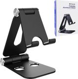 Simpiek Simpeak Mobiele Telefoon Stand Verstelbare Opvouwbare Aluminium Tablet Stand Verstelbaar Compatibel met 4-10 inch Mobiele Telefoons en Tablets, Zwart