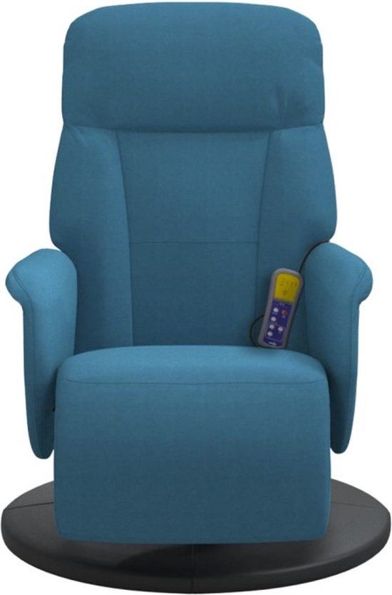 vidaXL Massagestoel verstelbaar met voetensteun fluweel blauw