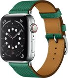 By Qubix - Lederen bandje - Groen - Geschikt voor Apple Watch 44mm / 45mm / 46mm / 49mm
