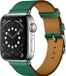 By Qubix - Lederen bandje - Groen - Geschikt voor Apple Watch 44mm / 45mm / 46mm / 49mm