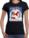 Bellatio Decorations Shoppartners Bv Fout Kerstshirt / t-shirt - Merry shitmas who stole the toiletpaper - zwart voor dames - kerstkleding / kerst outfit XXL