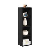 Furinno PASIR Boekenplank, 4-laags moderne boekenplank, open planken, boekenkast 9 x 12 x 42, voor woonkamer, slaapkamer, thuiskantoor, zwart hout