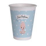 Ciao - Composteerbare papieren bekers voor de eerste verjaardag (250 ml), 8 stuks, lichtblauw
