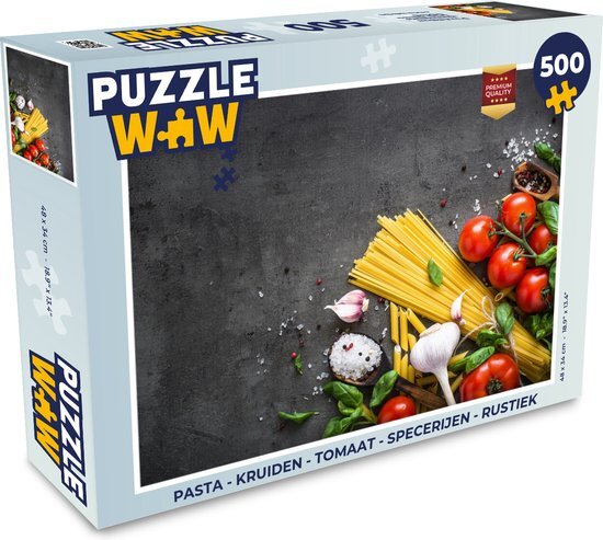 MuchoWow Puzzel Pasta - Kruiden - Tomaat - Specerijen - Rustiek - Legpuzzel - Puzzel 500 stukjes - Sinterklaas cadeautjes - Sinterklaas voor grote kinderen