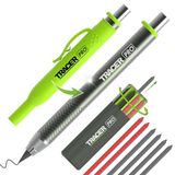 Tracer Pro-serie robuust aluminium bouwpotlood, 5,2 mm lood, 6 vervangende kabels en locatieholster - heavy-duty markeringsset