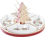 DKD Home Decor Snackdienblad Kerstmis 5 Onderdelen Boomstructuur Keramiek Pijnboom (24 x 24 x 13 cm)