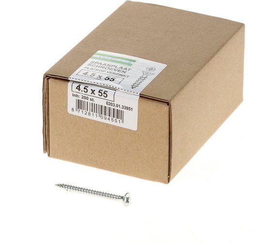 Hoenderdaal Spaanplaatschroef verzinkt platkop pz-2 4.5X55 voldraad (200)