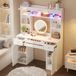OKWISH Kaptafel - Wit MDF Bamboe Glas - 120x40x160 cm