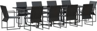 vidaXL - Tuin - Eettafel - Set - 11 - st - Zwart - Staal