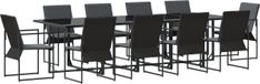 vidaXL - Jardin - Table à manger - Ensemble - 11 - pièces - Noir - Acier